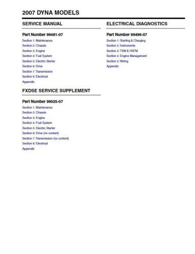 2007 harley davidson fxd dyna super glide service repair &amp; electrical manual