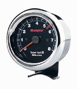 Sunpro 3 3/8 inch sun super tach ii black / chrome bezel new cp7901 0-8000 rpm