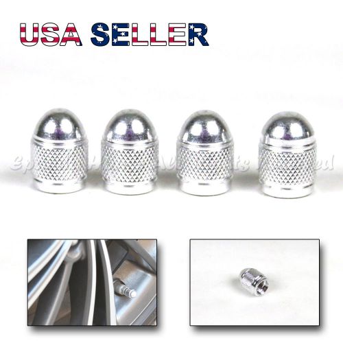 Bullet head! 4x usa anodized silver aluminum metal tire valve stem caps upgrade