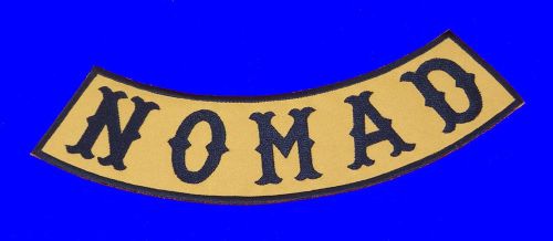 Nomad black on tan iron and sew on bottom rocker patch for biker jacket br473sk