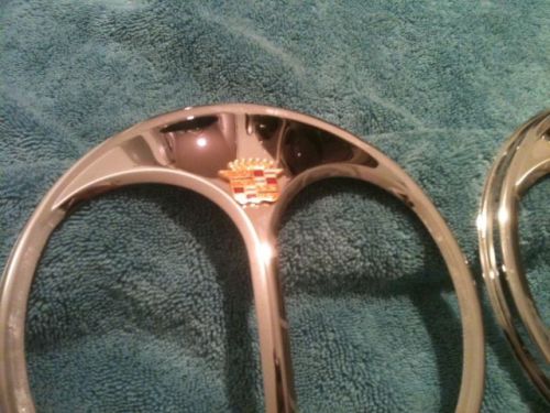 Pair of cadillac automobiles headlight parts vintage shieldsrare