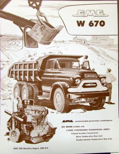 1957 gmc truck w 670 series original data sheet sales brochure