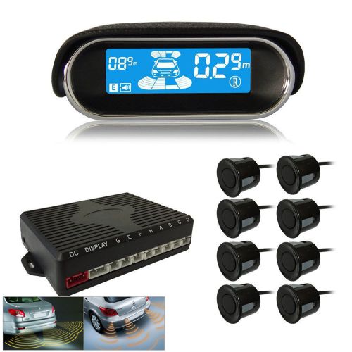 8 black parking sensor dual-core front rear reverse backup radar alarming system