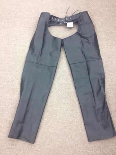 Hot leathers: plain black leather chaps size: xl