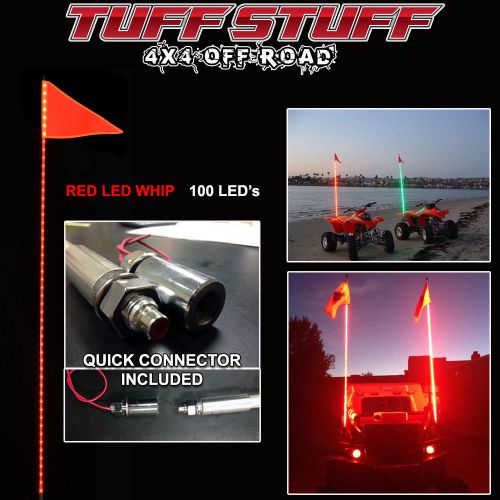 Tuff stuff xtreme red 6&#039; led whip- includes quick connect, mount &amp; 100 led&#039;s