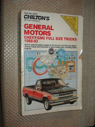 1988-1993 chevy gmc c/k truck shop manual service book chiltons repair 92 91 90