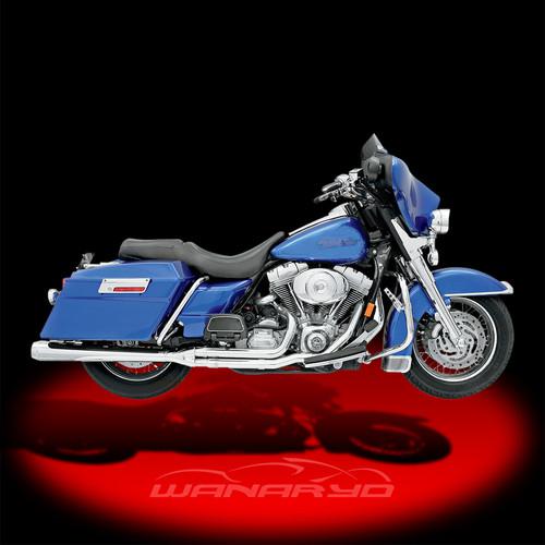 Road rage 2-into-1 exhaust systems,chrome long for 1989-2006 harley touring
