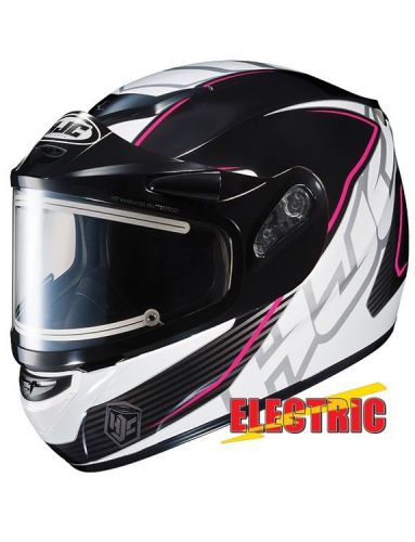 Hjc cs-r2 injector snow helmet w/electric shield pink/white/black