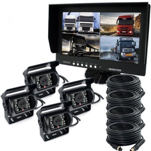 9&#034; quad car tft lcd reversing monitor 4 video +4 ccd backup camera 24v-12v