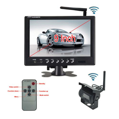 Wireless ir night vision rear view back up camera system+9&#034; monitor for rv truck