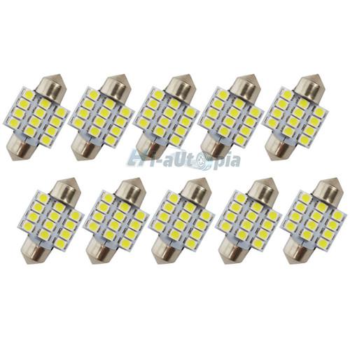 10x 31mm 12 led smd festoon dome light lamp car bulbs white 3021 3022 de3175 new