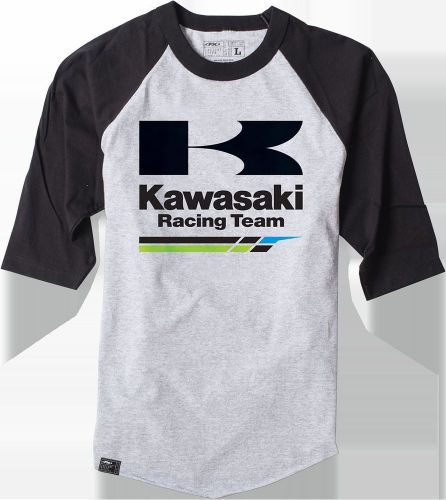 Factory effex-apparel 17-87128 kawasaki baseball t-shirt 2x grey/black