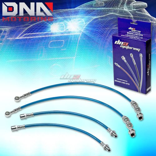 For 86-92 toyota supra mark-3 stainless blue brake line cable front+rear drum