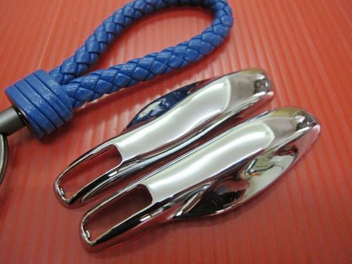 2p chrome key remote fob cover case trim + b pu key chain for porsche panamera