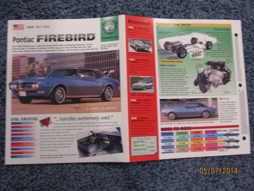 ★★ pontiac firebird 350 ho - collector brochure specs info 1967 / 1968 / 1969 ★★