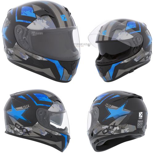 Motorcycle helmet full face ckx rr610 rsv cloak blue/black/grey xlarge adult