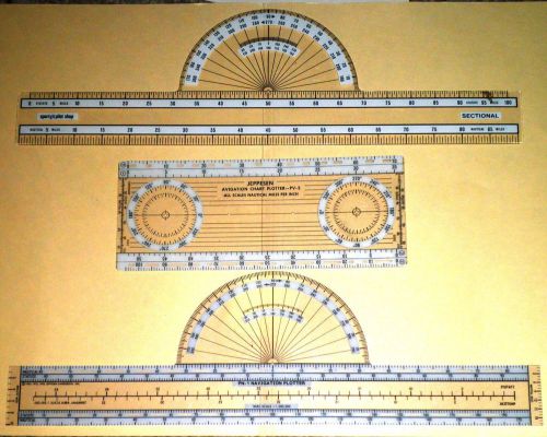 Collectibles,pilot,aviation,navigation,jeppesen,calculators,pn-1 plotter,set,3