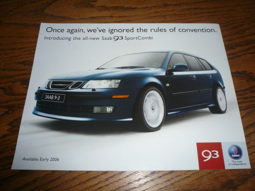 2006 saab 93 sport combi sales brochure request booklet with post card