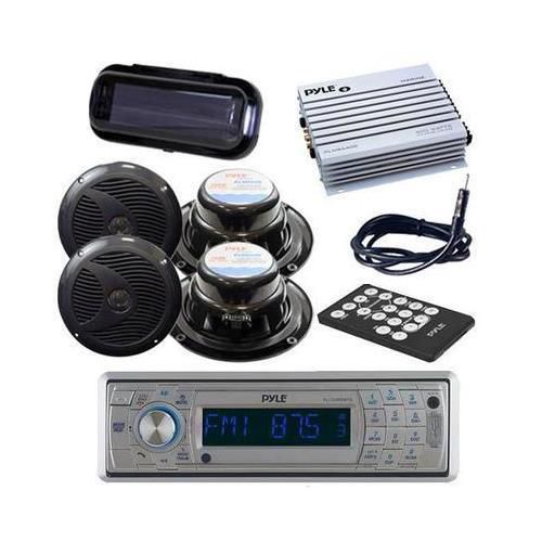 Silver marine am/fm cd mp3 receiver/ bluetooth 4 speakers 400w amp /cover pkg