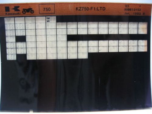 Kawasaki kz750 ltd 1983 parts list microfiche nos k381