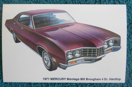 1971 original mercury montego mx brougham 4 door advertising postcard