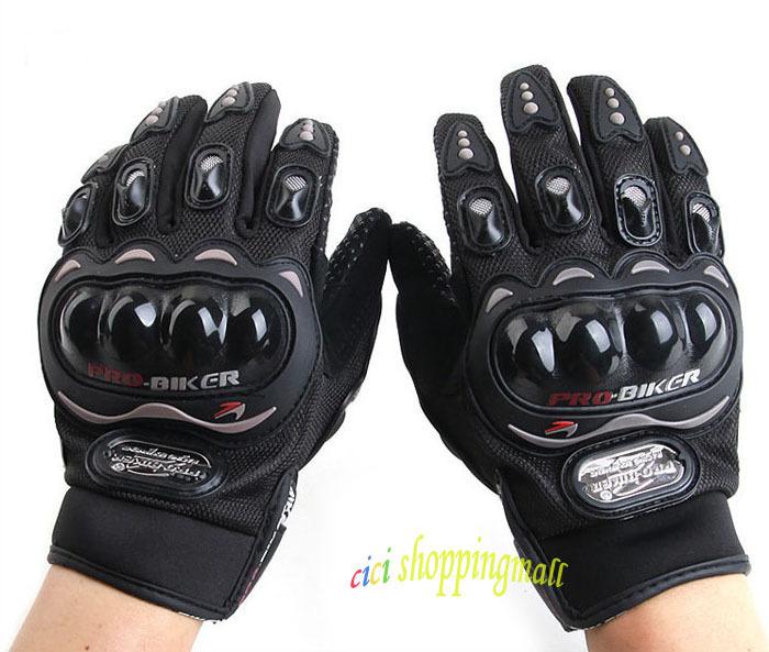 Motorcycle motorbike racing bike gloves carbon fiber pro-biker black size xl