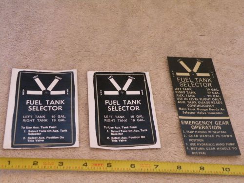 (3) vintage aircraft fuel tank selector decal sticker