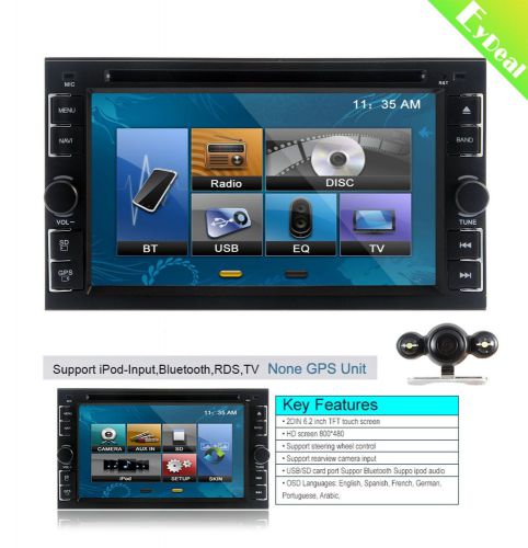 6.2&#034; hd lcd touch screen double 2 din bt car cd dvd player radio stereo+camera