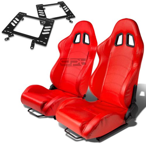 Type-1 racing seat red pvc+silder/rail+for 79-98 ford mustang bracket x2