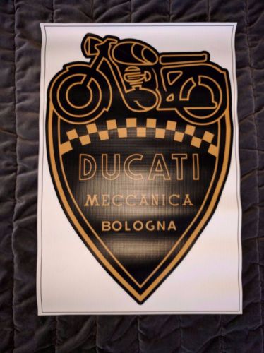 Ducati meccanica black &amp; gold banner 20&#034;1/4 x 35&#034;