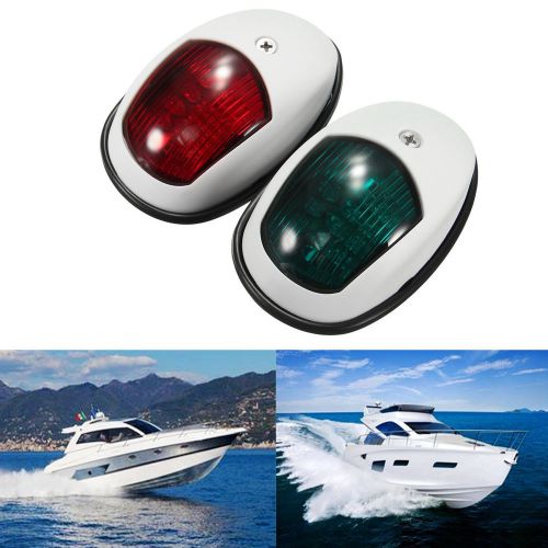 Pair 12v 10w navigation bow led lights red &amp; green marine boat lights sl76624