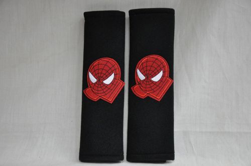 Amazing spiderman black plush seat belt cover shoulder pad cushion pair