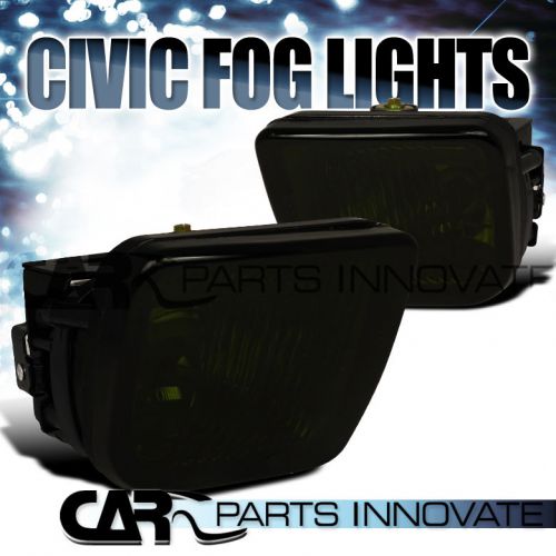 For 96-98 honda civic 2/3/4dr smoke fog lights driving lamp+switch