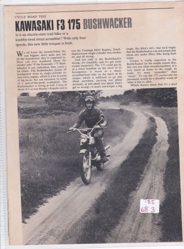Kawasaki f3 175 bushwacker bushwhacker  3pg original magazine test article 1968