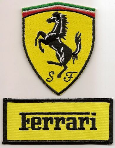 Ferrari shield &amp; script sew/iron on patch emblem badge embroidered italy car 430