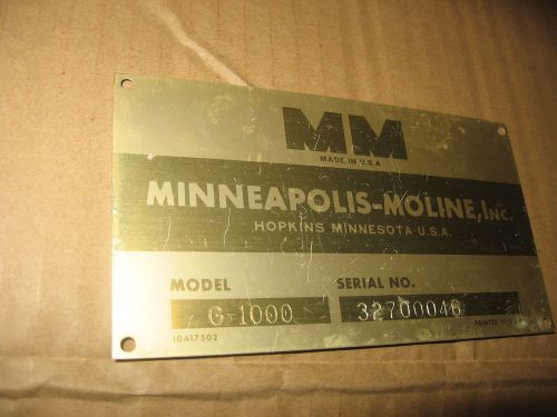 Vintage minneapolis moline tractor name plate &lt;&gt; &lt;&gt; &lt;&gt;()()