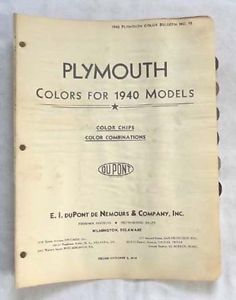 1940 plymouth dupont color paint chip chart all models original