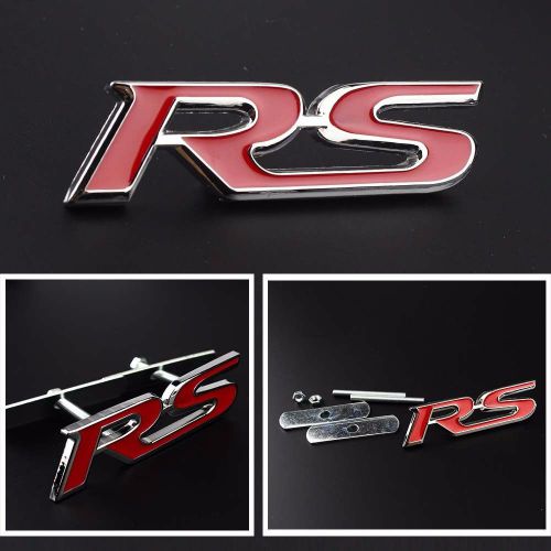 Red rs logo 3d metal rs racing front hood grille badge emblem