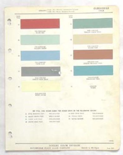 1954 oldsmobile ppg color paint chip chart all models original