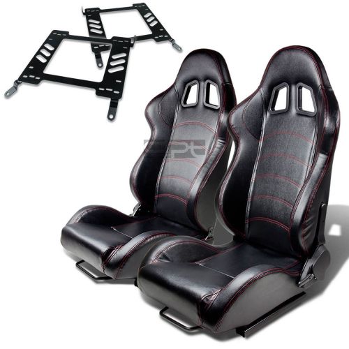 Type-1 racing seat black pvc+silder/rail+for 00-05 mit eclipse 3g bracket x2