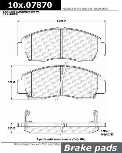 Centric 100.07870 brake pad or shoe, front-oe formula brake pads w/hardware