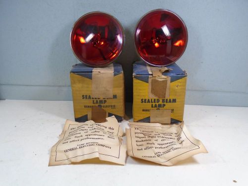 Ge 4416r sealed beam light red 12v signal light emergency rotator beacon new nos