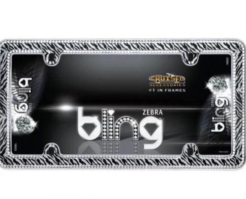 Luxury zebra bling chrome/black custom license plate frame for usa car-truck-suv