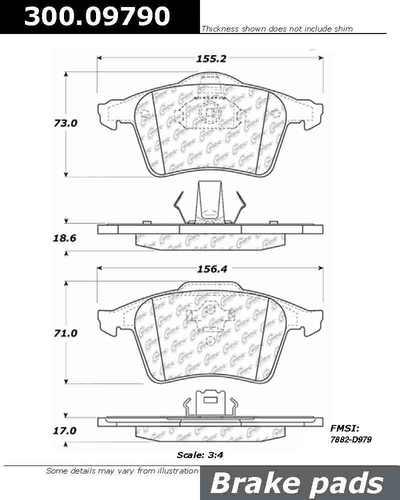 Centric 300.09790 brake pad or shoe, front-premium semi-met pads w/shims