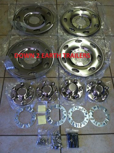 (4) phoenix usa 15&#034; stainless trailer wheel hub caps rim covers; bolt on! nst15