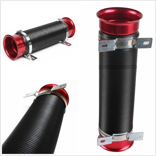 Car suv 3&#034;multi flexible ram/cold air intake turbo pipe inlet duct tube hose red