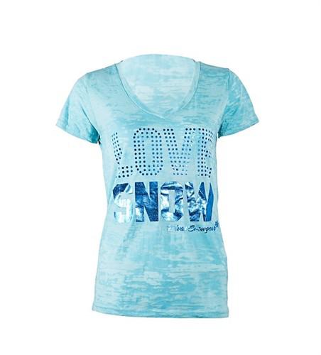 Divas snow gear ladies love snow glam t-shirt - aqua (lg / large)