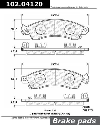 Centric 102.04120 brake pad or shoe, front-standard metallic brake pad