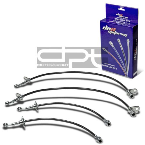 4pc set stainless steel hose brake line for 00-03 honda s2000 ap1 s2k f20c black