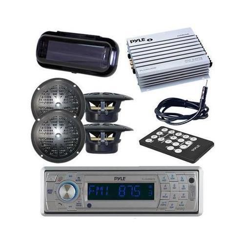 New detachable face marine radio &amp; bluetooth 400w amp 4 speakers /cover +antenna